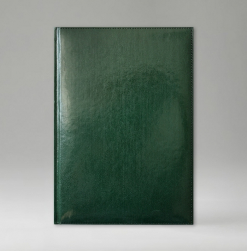 Ежедневник, датированный, Классик, белая, золотой срез, 15х21 см, фиксированный, Имидж, зеленый