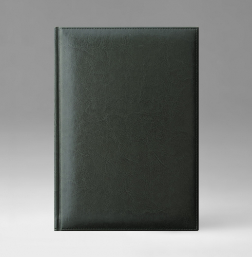 Ежедневник, датированный, Классик, белая, золотой срез, 15х21 см, фиксированный, Небраска, зеленый