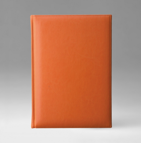 Ежедневник, датированный, Классик, белая, золотой срез, 15х21 см, фиксированный, Небраска, оранжевый