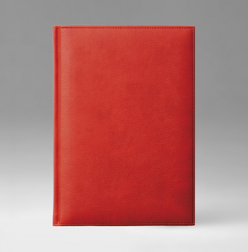 Ежедневник, датированный, Классик, белая, золотой срез, 15х21 см, фиксированный, Дакар, красный