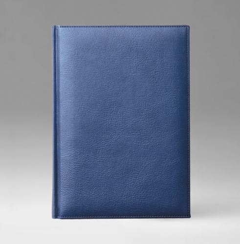 Ежедневник, датированный, Классик, белая, золотой срез, 15х21 см, фиксированный, Дакар, перламутрово-синий