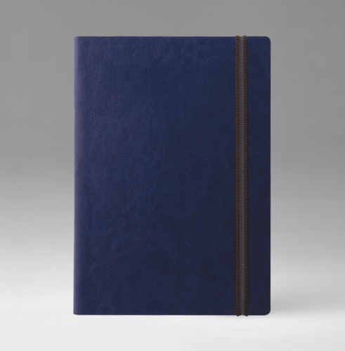 Ежедневник, датированный, Классик, белая, золотой срез, 15х21 см, премиум эластик, Небраска, голубой