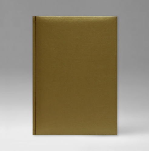 Ежедневник, датированный, Классик, белая, золотой срез, 17х24 см, фиксированный, Небраска, золотисто-коричневый