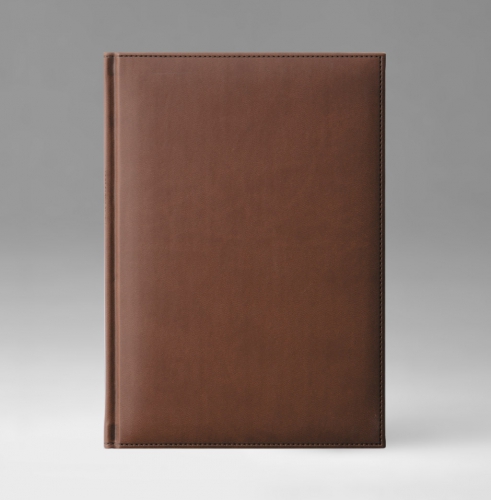 Ежедневник, датированный, Классик, белая, золотой срез, 17х24 см, фиксированный, Принт, коричневый