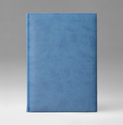 Ежедневник, датированный, Классик, белая, золотой срез, 17х24 см, фиксированный, Текс, голубой