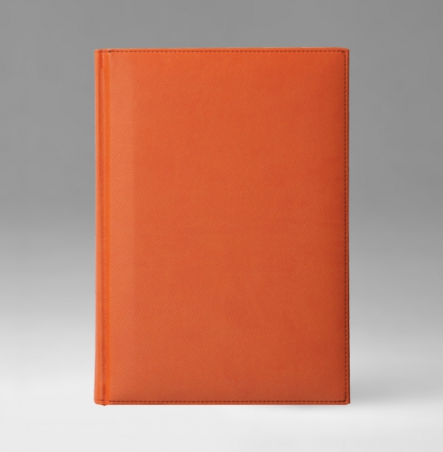 Ежедневник, датированный, Классик, белая, золотой срез, 17х24 см, фиксированный, Текс, оранжевый