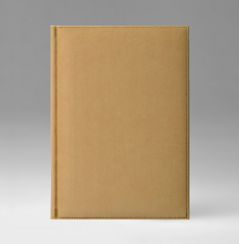 Ежедневник, датированный, Классик, белая, золотой срез, 17х24 см, фиксированный, Текс, бежевый