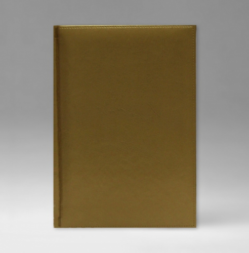 Ежедневник, датированный, Уникум, белая, золотой срез, 15х21 см, фиксированный, Небраска, золотисто-коричневый