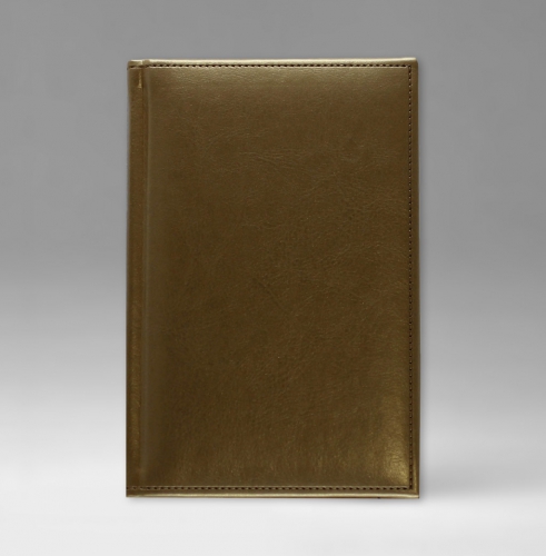 Ежедневник, датированный, Классик, белая, золотой срез, 12х17 см, фиксированный, Небраска, золотисто-коричневый