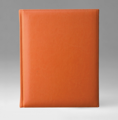Ежедневник, датированный, Классик, белая, золотой срез, 21х29 см, фиксированный, Небраска, оранжевый
