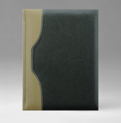 Ежедневник, датированный, Классик, белая, золотой срез, 21х29 см, фиксированный, Бали, зеленый