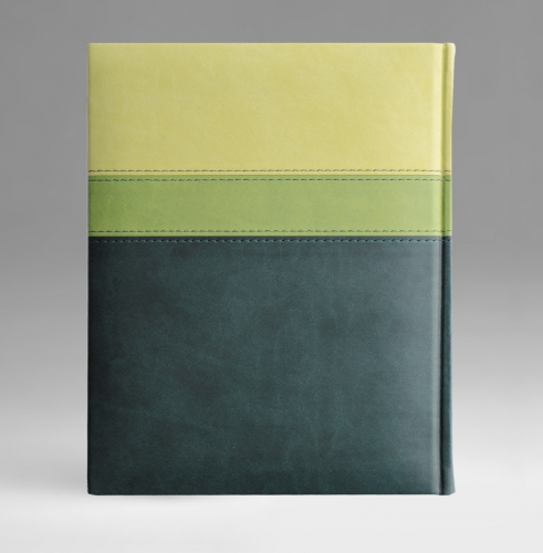 Ежедневник, датированный, Классик, белая, золотой срез, 21х29 см, фиксированный, Принт Триколор, зеленый