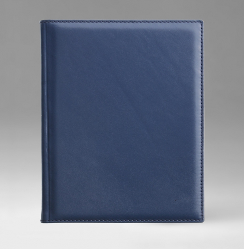 Ежедневник, датированный, Классик, джалла, золотой срез, 21х29 см, фиксированный, Софти, синий
