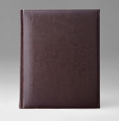 Ежедневник, датированный, Классик, джалла, золотой срез, 21х29 см, фиксированный, Небраска, коричневый