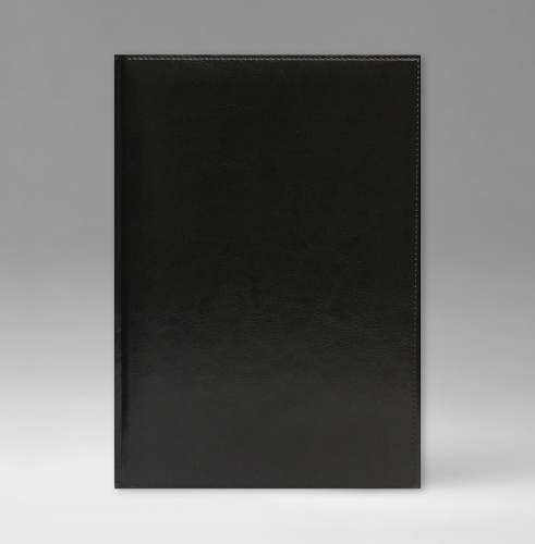 Ежедневник, датированный, Классик, белая, серебряный срез, 15х21 см, фиксированный, Небраска, черный