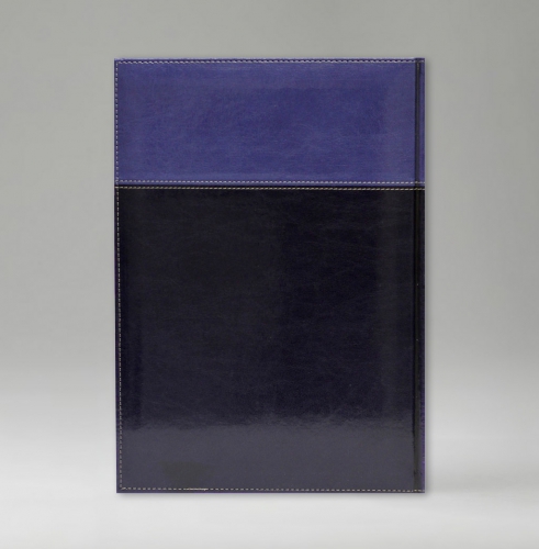Ежедневник, датированный, Классик, белая, серебряный срез, 15х21 см, фиксированный, Имидж Дуо, синий/голубой