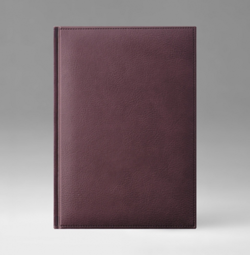 Ежедневник, датированный, Классик, белая, серебряный срез, 15х21 см, фиксированный, Дакар, бордовый