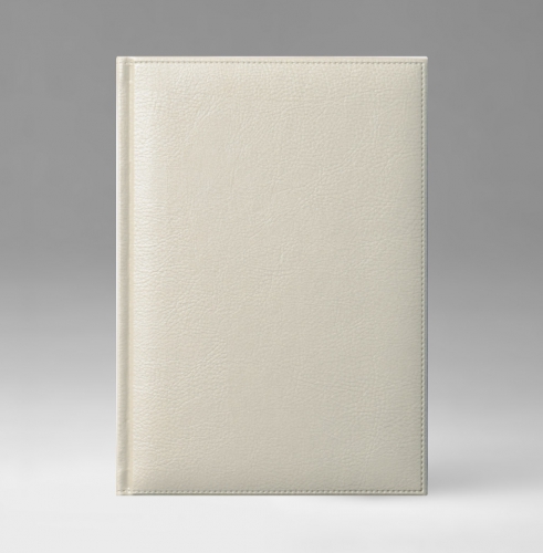 Ежедневник, датированный, Классик, белая, серебряный срез, 15х21 см, фиксированный, Дакар, жемчужный
