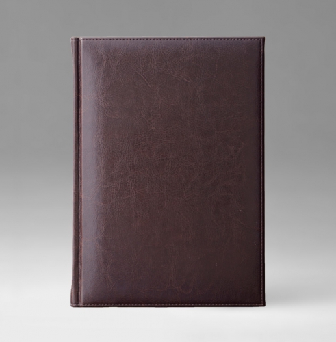 Ежедневник, датированный, Классик, белая, серебряный срез, 17х24 см, фиксированный, Небраска, коричневый