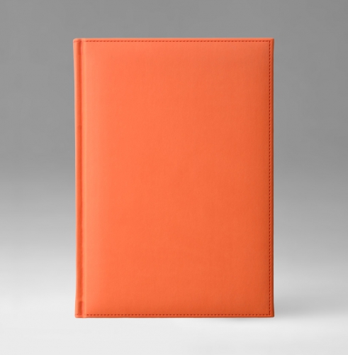 Ежедневник, датированный, Классик, белая, серебряный срез, 17х24 см, фиксированный, Принт, оранжевый