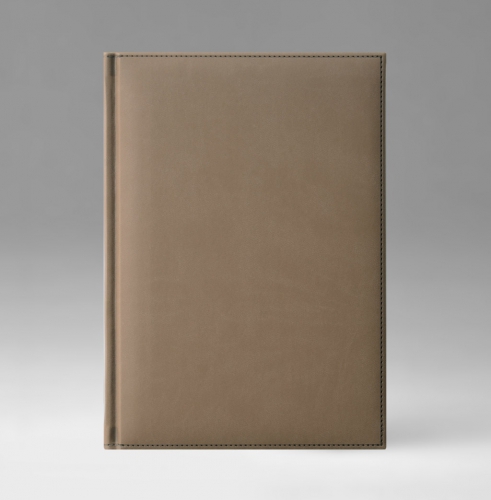 Ежедневник, датированный, Классик, белая, серебряный срез, 17х24 см, фиксированный, Принт, бежевый
