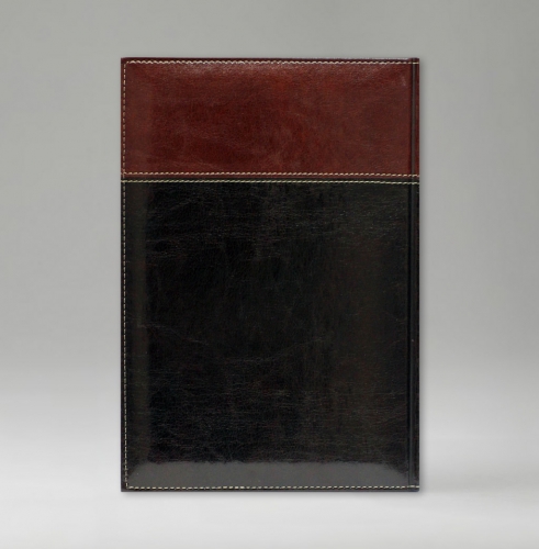 Ежедневник, датированный, Классик, белая, серебряный срез, 17х24 см, фиксированный, Имидж Дуо, коричневый/бордо