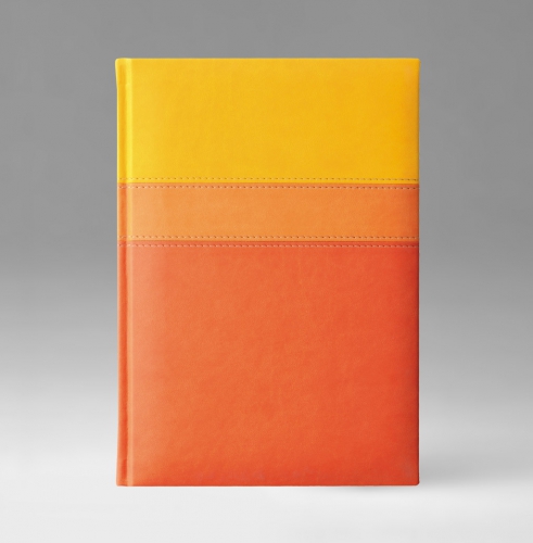 Ежедневник, датированный, Классик, белая, серебряный срез, 17х24 см, фиксированный, Принт Триколор, оранжевый