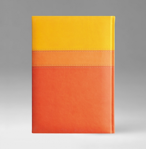 Ежедневник, датированный, Классик, белая, серебряный срез, 12х17 см, фиксированный, Принт Триколор, оранжевый