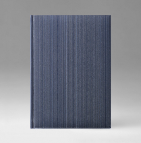 Ежедневник, недатированный, Уникум, белая, серебряный срез, 15х21 см, фиксированный, Лайн, синий
