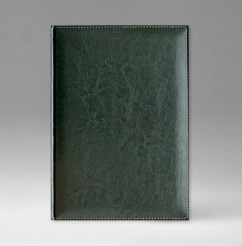 Ежедневник, недатированный, Уникум, белая, серебряный срез, 15х21 см, фиксированный, Бинебраска, сине-зеленый