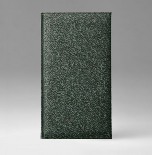 Телефонная книга, с РУС./LAT. регистром, Рубрика, белая, серебряный срез, 8х15 см, фиксированный, Софт, темно-зеленый