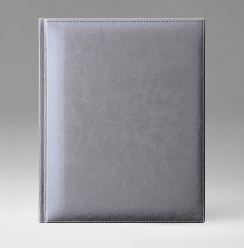 Ежедневник, датированный, Классик, белая, серебряный срез, 21х29 см, фиксированный, Небраска, серый
