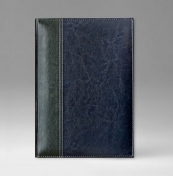 Ежедневник, датированный, Классик, белая, 15х21 см, фиксированный, Бинебраска, синий/зеленый