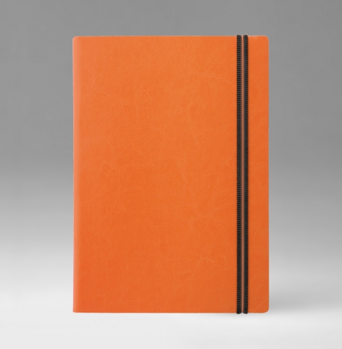 Ежедневник, датированный, Классик, белая, 15х21 см, премиум эластик, Небраска, оранжевый