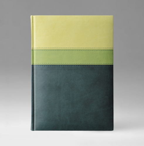 Ежедневник, датированный, Классик, белая, 12х17 см, фиксированный, Принт Триколор, зеленый
