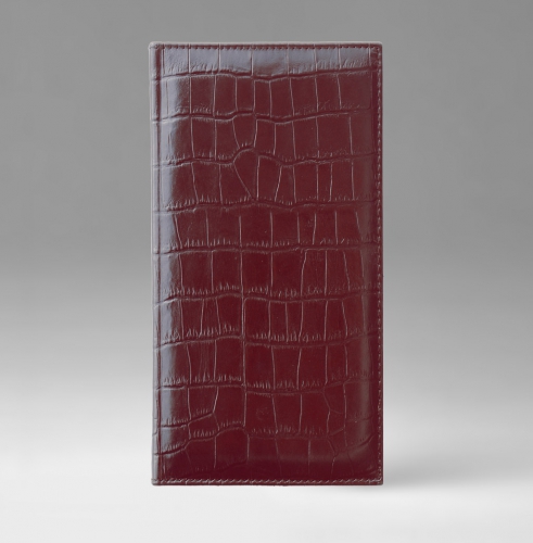 Телефонная книга, с РУС. регистром, Рубрика, белая, 8х15 см, фиксированный, Рустик Кроко, бордовый